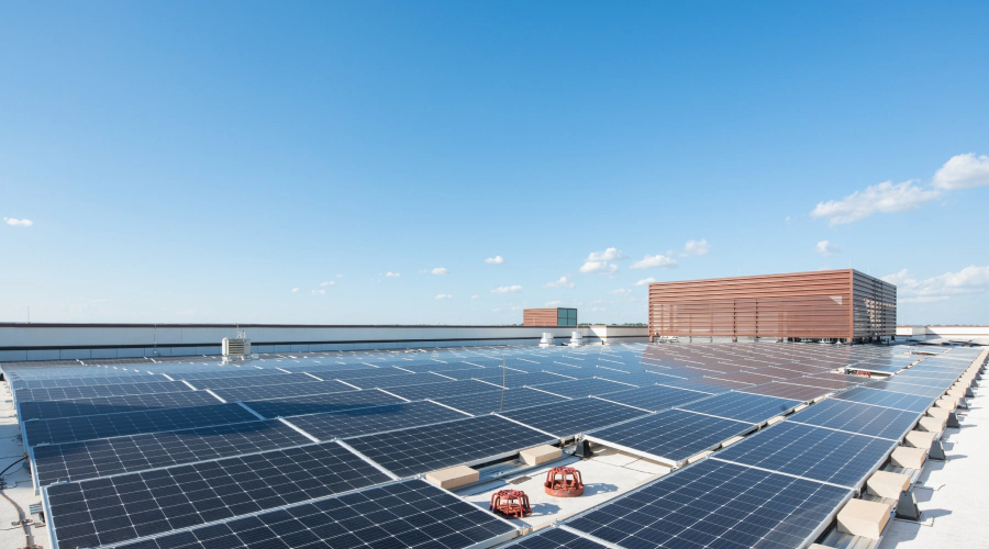 solar panels in a commercial building